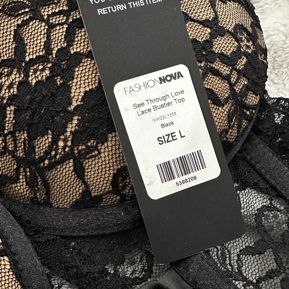Fashion Nova See Through Love Lace Bustier Top Black *BNWT* - Picture 5 of 9